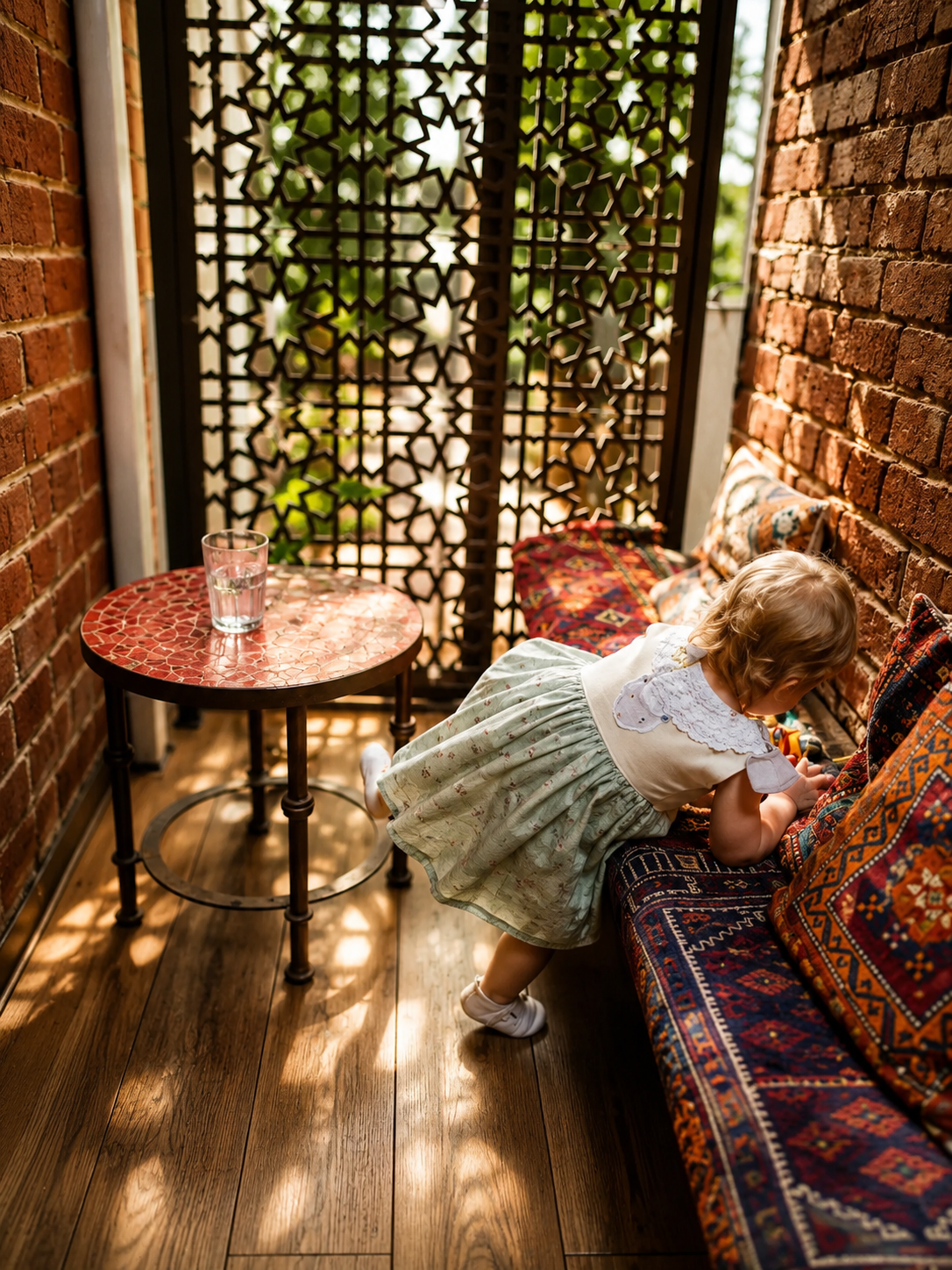 Alice — running around, no idea her mum built an app trying to have her