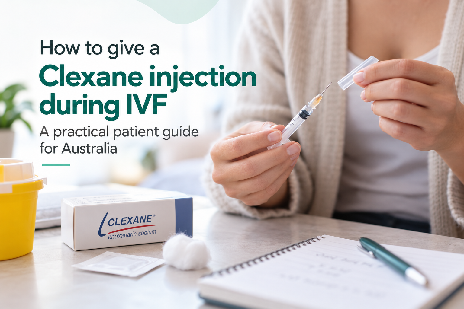 Patient preparing a prescribed Clexane injection during IVF treatment in Australia.